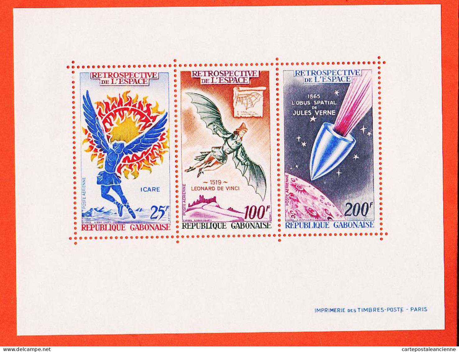 16517 / Republique GABONNAISE Feuillet Bloc 3 Timbres Yvert Tellier Y-T N°15 Retrospective Espace 1970 Luxe MNH** - Gabon (1960-...)