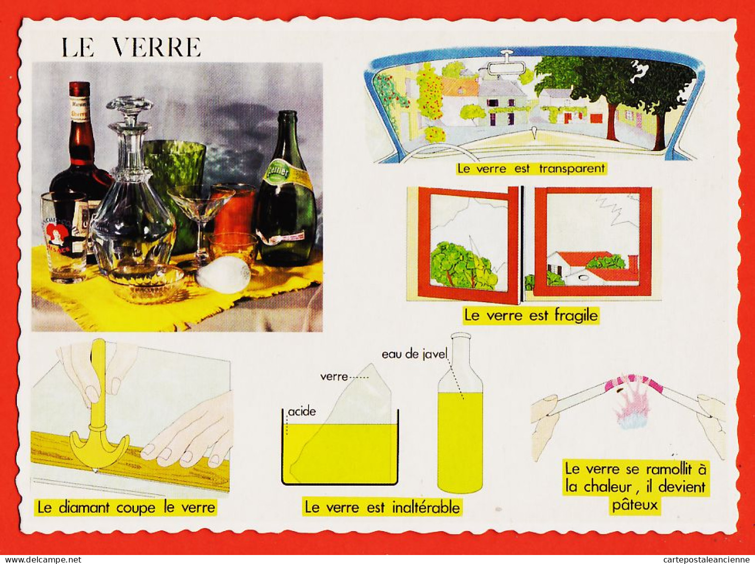 16958 / Le VERRE Carte Didactique Les Matières Leçon De Choses N°30 ROSSIGNOL Collection Comptoir De Famille 1960s  - Schulen