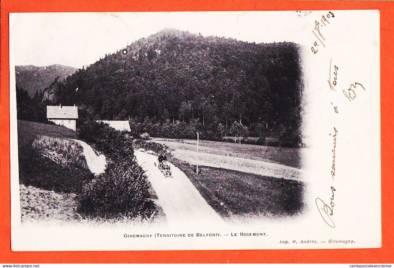 16912 / GIROMAGNY 90-Territoire Belfort Route Le ROSEMONT 1903 à Blanche NICOLLE Aux Mulots Tonnerre-Imprimerie ANDRES - Giromagny
