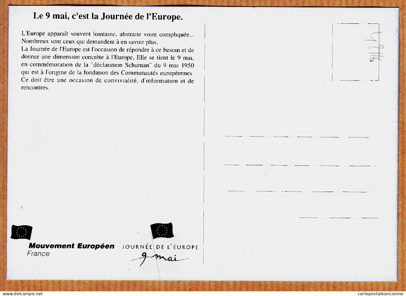 16951 / Le 9 MAI C'est La JOURNEE De L ' EUROPE Commémoration Déclaration SCHUMAN 09-05-1950 - Autres & Non Classés