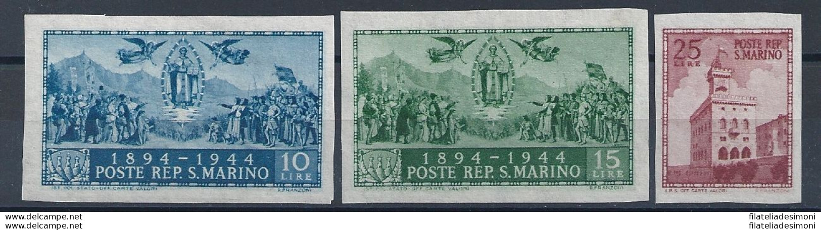 1945 San Marino - N. 278D/278F Palazzo Del Governo ND 3 Valori MLH/* - Varietà & Curiosità