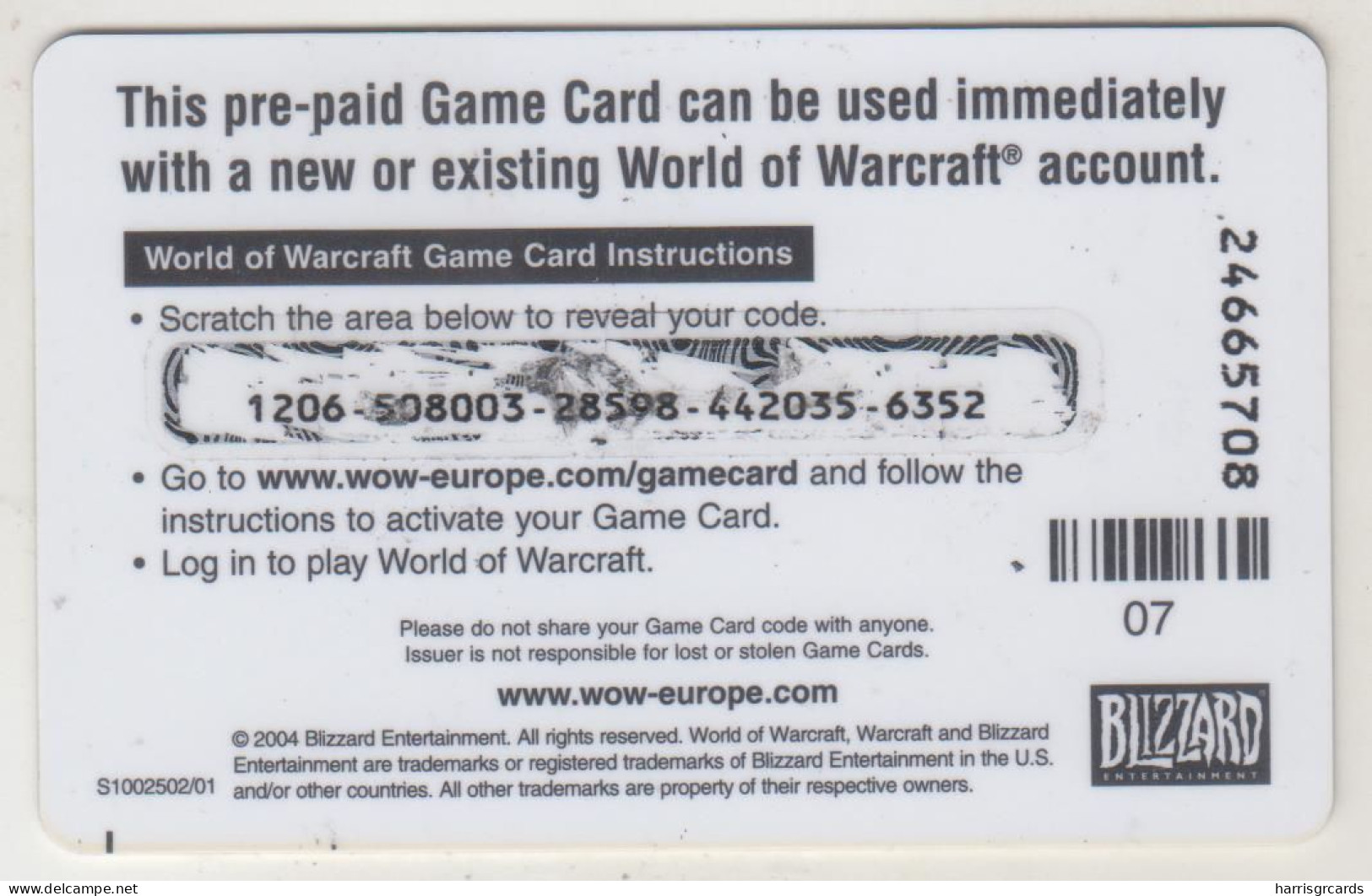 UK - Functional Card : Online Games › World Of Warcraft - 60-Day Pre-Paid Game Card, Used - Autres & Non Classés