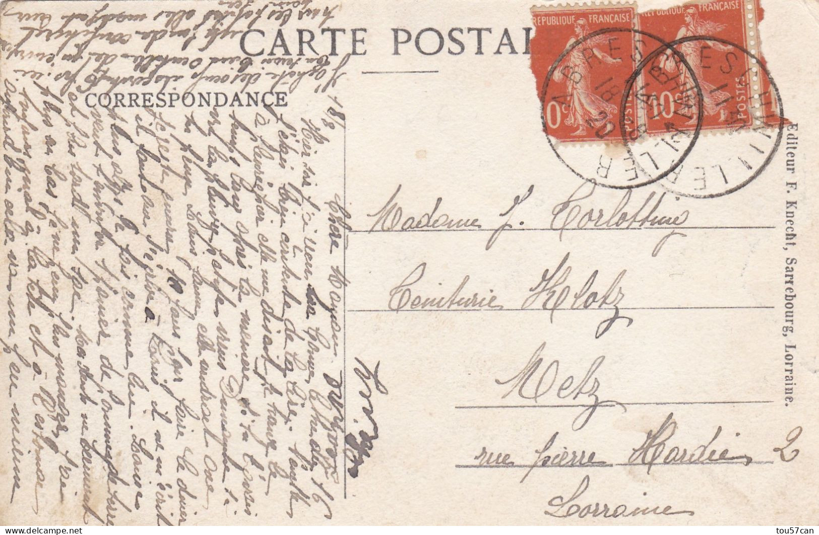 ABRESCHVILLER  -  SARREBOURG  -  MOSELLE  -  (57)  -  CPA DE 1920  -  BEL AFFRANCHISSEMENT POSTAL - CLICHE PEU COURANT. - Sarrebourg