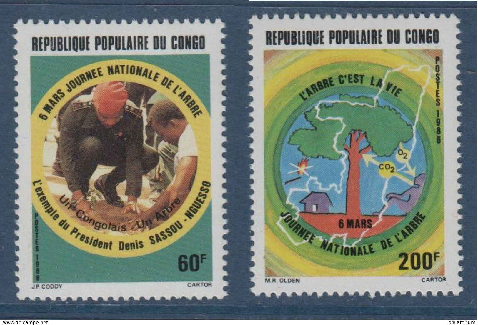 Congo, **, Yv 769, 770, Mi 1029, 1030, SG 1020, 1021, Journée Nationale De L'arbre, - Ungebraucht