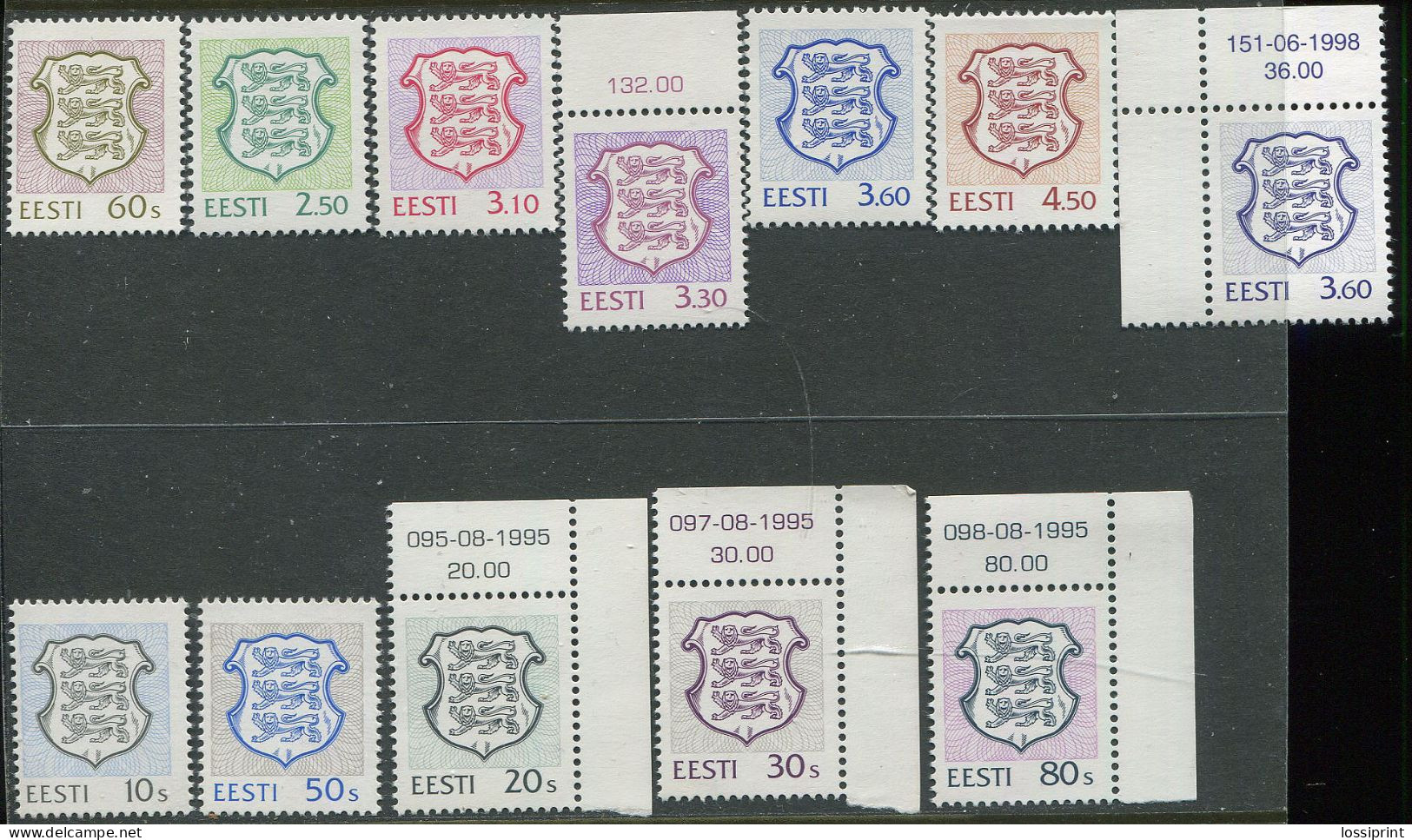 Estonia:Unused Stamps Serie Coat Of Arms, 1993-1998, MNH, Corners - Stamps