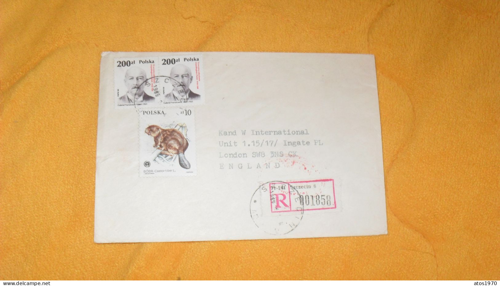 ENVELOPPE DE 1989../ RECOMMANDE R 001858 SZCZECIN 6 POLOGNE POUR LONDON + TIMBRES X3 - Briefe U. Dokumente