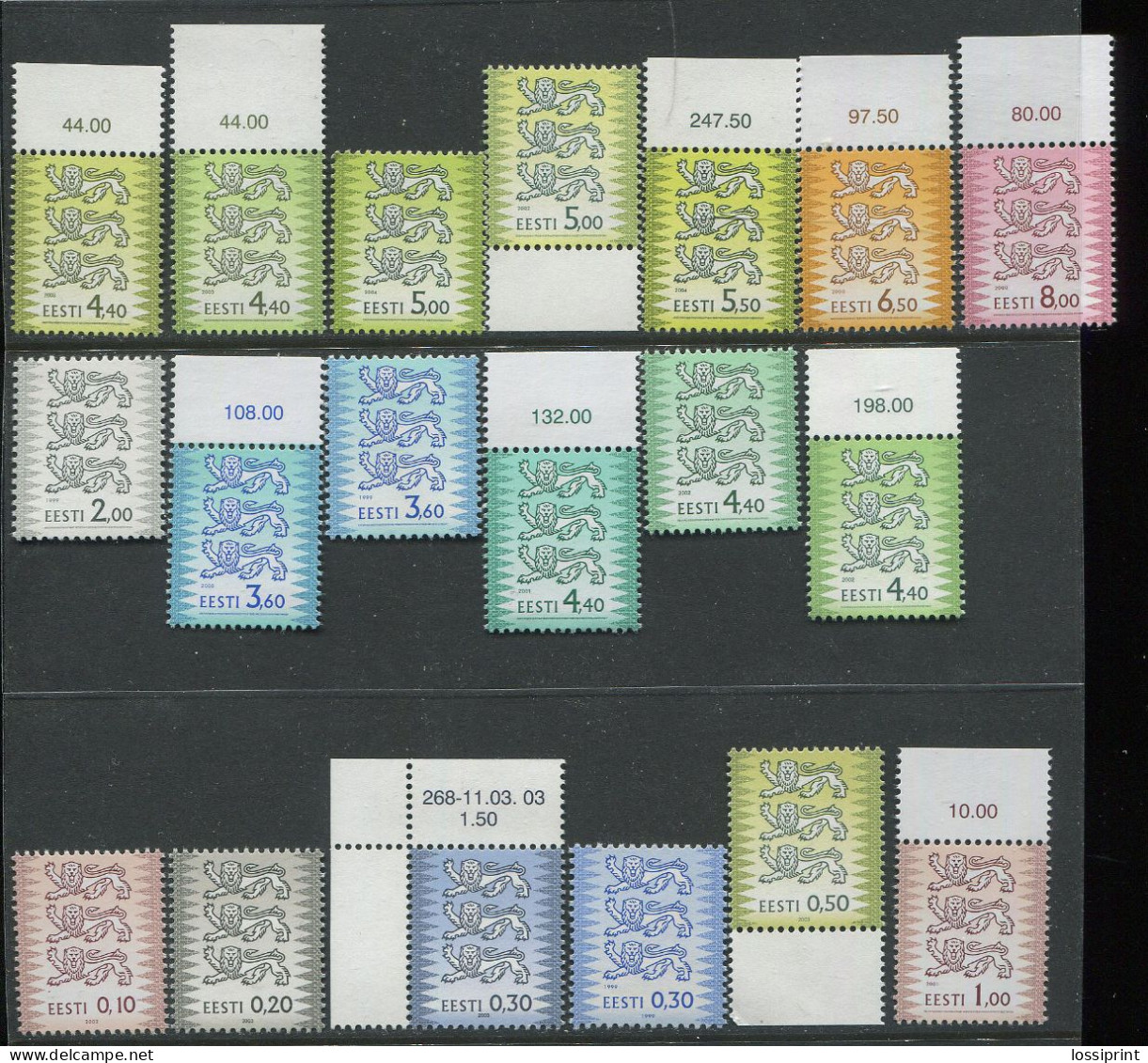 Estonia:Unused Stamps Serie Coat Of Arms, 1999-2004, MNH, Corner - Briefmarken