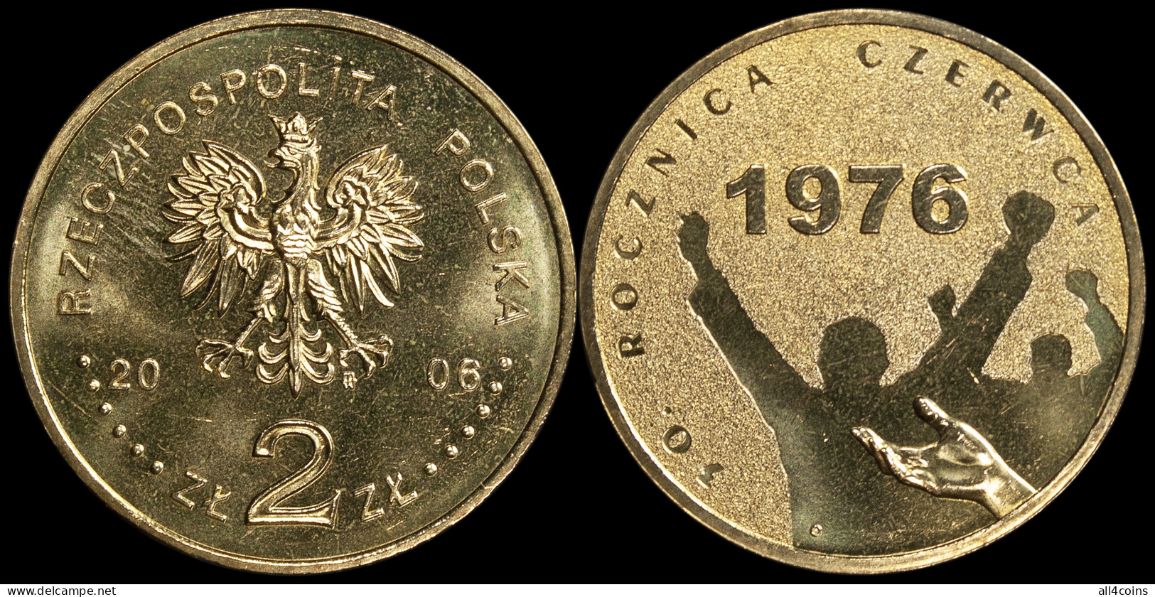 Poland. 2 Zloty. 2006 (Coin KM#Y.571. Unc) 30th Anniversary Of June '76 - Polen