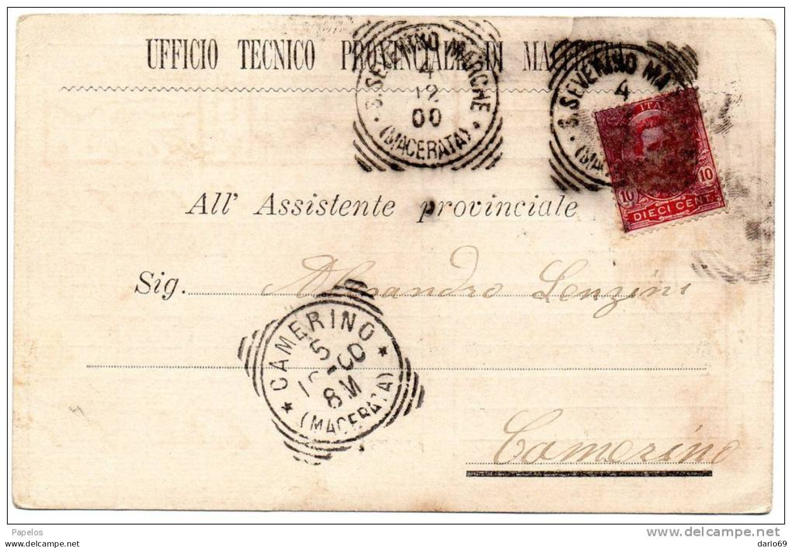 1900 CARTOLINA INTESTATA    CON ANNULLO   SAN SEVERINO MARCHE + CAMERINO MACERATA - Nuovi