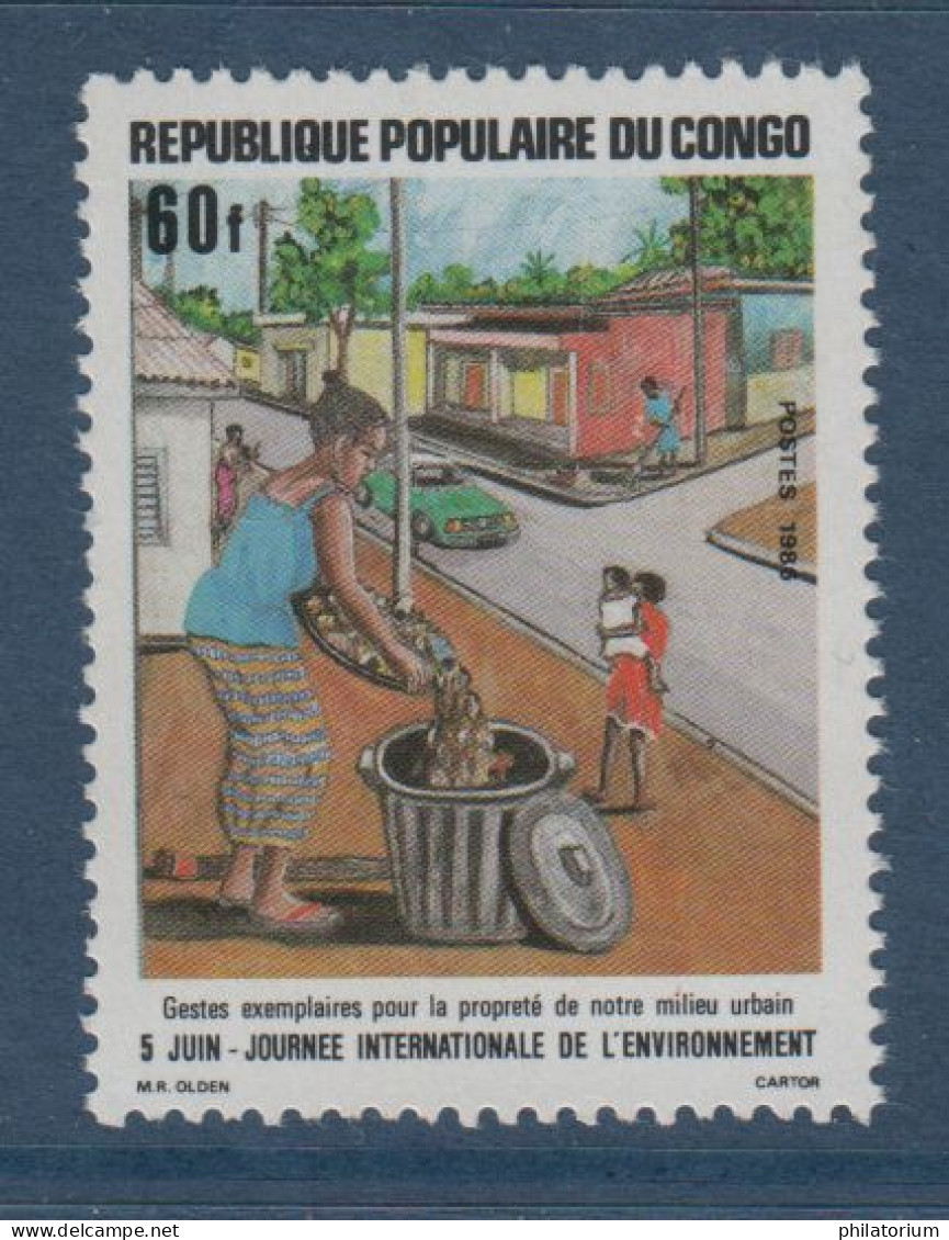 Congo, **, Yv 774, Mi 1035, SG 1030, Poubelle, Élimination Des Déchets, Journée Internationale De L'environnement, - Mint/hinged