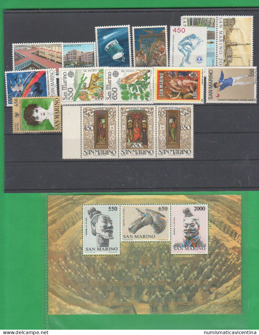 San Marino 1986 Annata Completa 16 Francobolli + Foglietto 3 Valori NUOVI ** Stamps Saint Marin - Nuovi