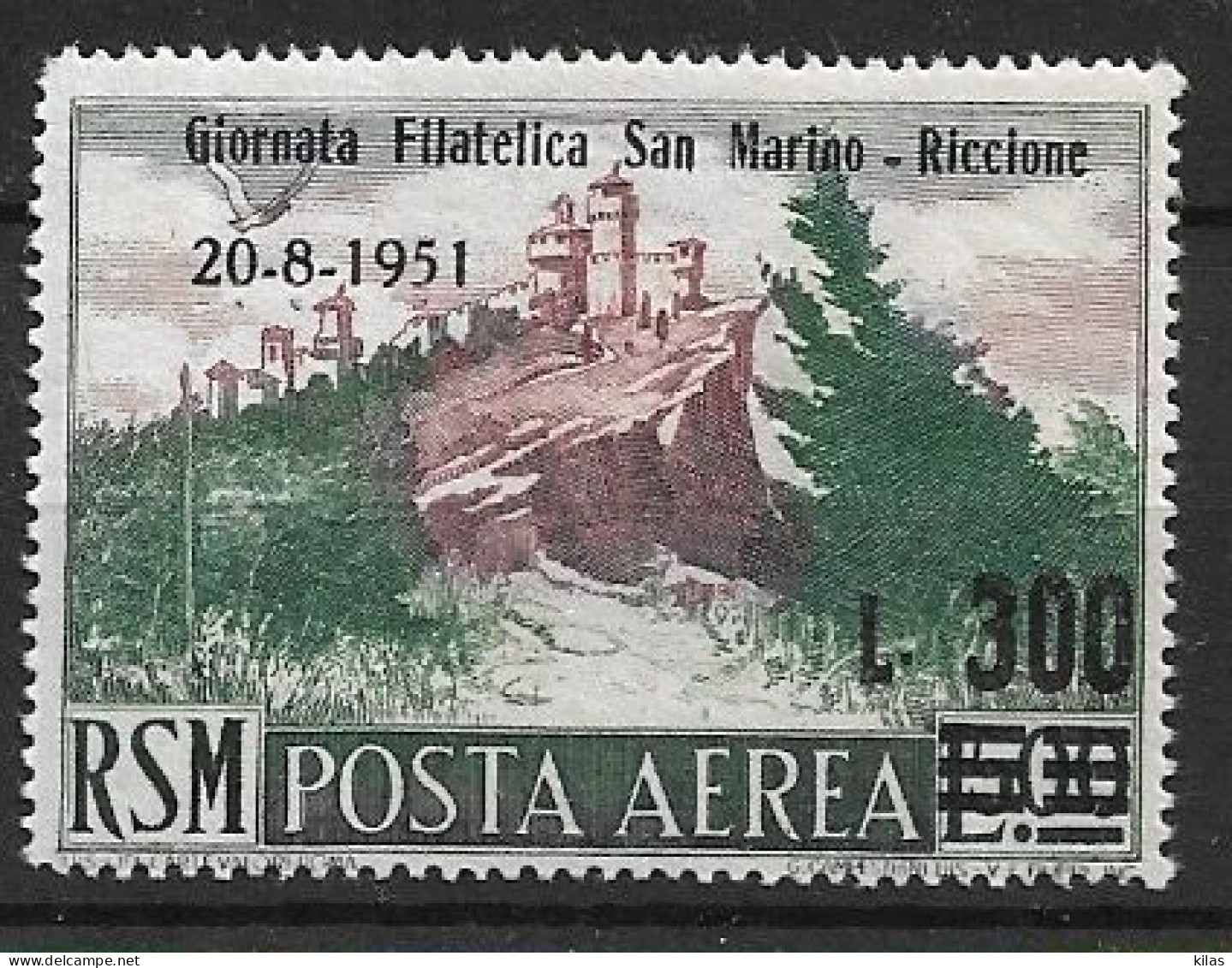 SAN MARINO 1951 AIRMAIL, Overprint MH - Luftpost