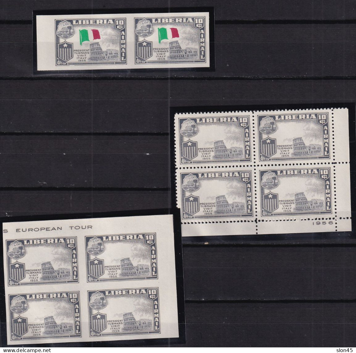Liberia 1958 Italy Varieties Blocks Of 2 Imperf/perf MNH Flag Missing 16008 - Fouten Op Zegels