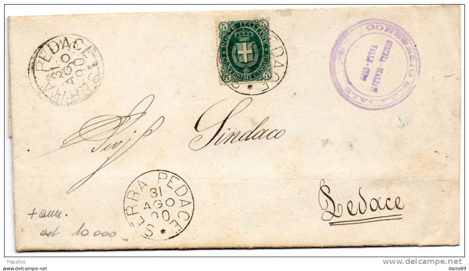 1890 LETTERA CON ANNULLO  SERRA PEDACE COSENZA - Storia Postale