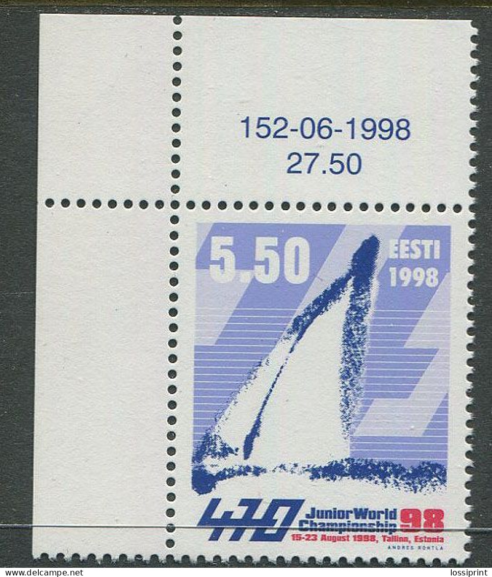 Estonia:Unused Stamp 470 Junior World Championships 1998, MNH, Corner - Voile