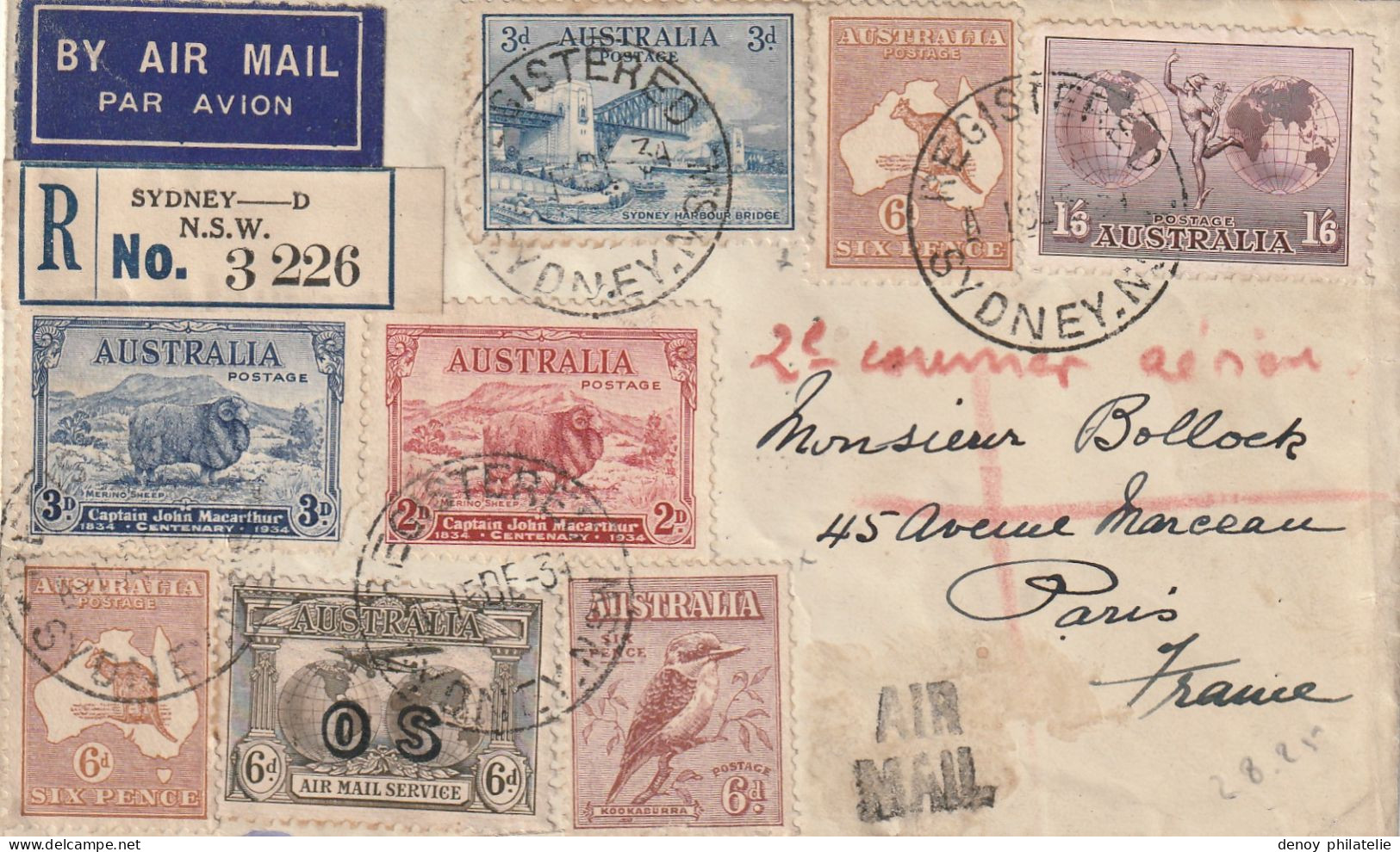 Australie Lettre Recommandée Sydney 15 12 1934 - Storia Postale