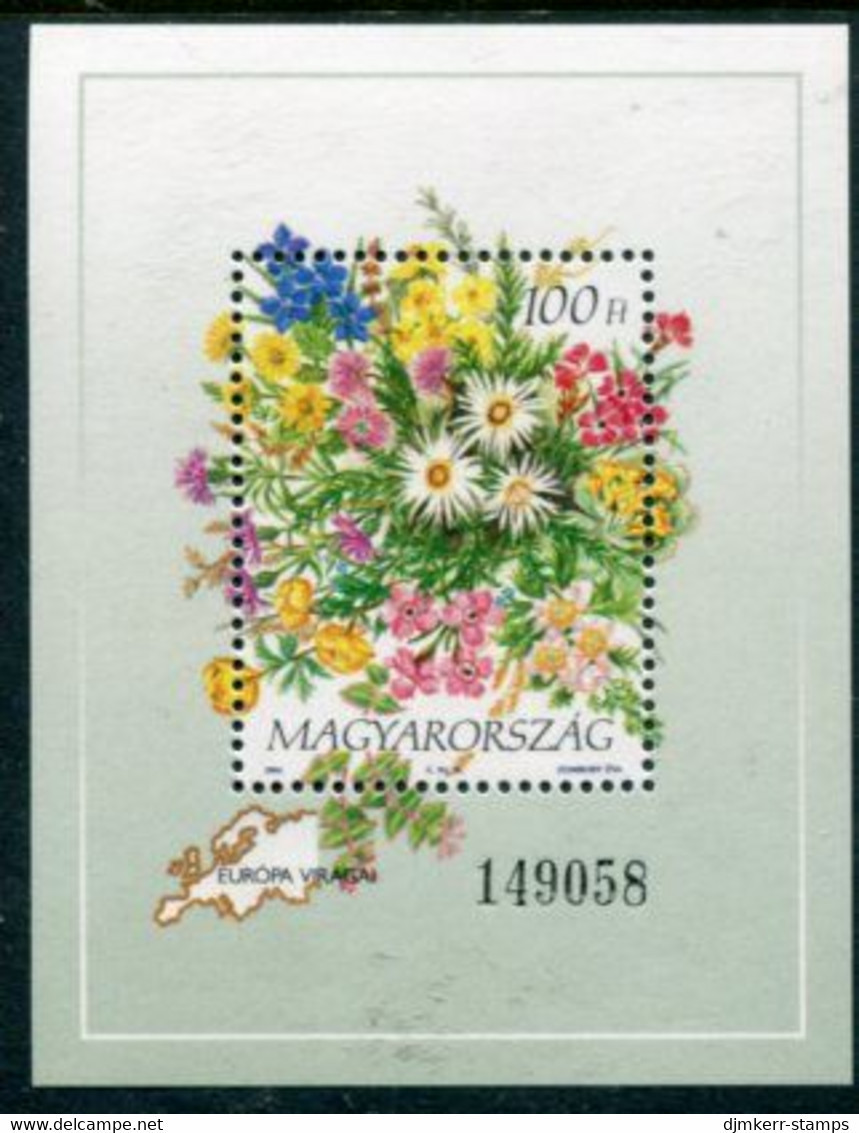 HUNGARY 1994 European Flowers Block MNH / **.  Michel  Block 230 - Unused Stamps