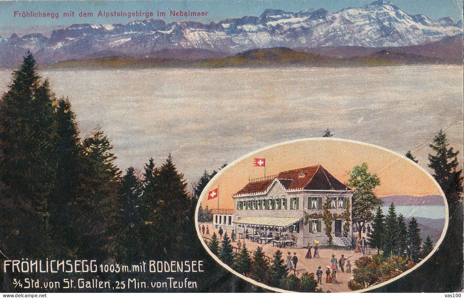 Restaurant Fröhlichsegg Mit Bodensee Stempel- Teufen-  POST CARD VINTAGE - Teufen