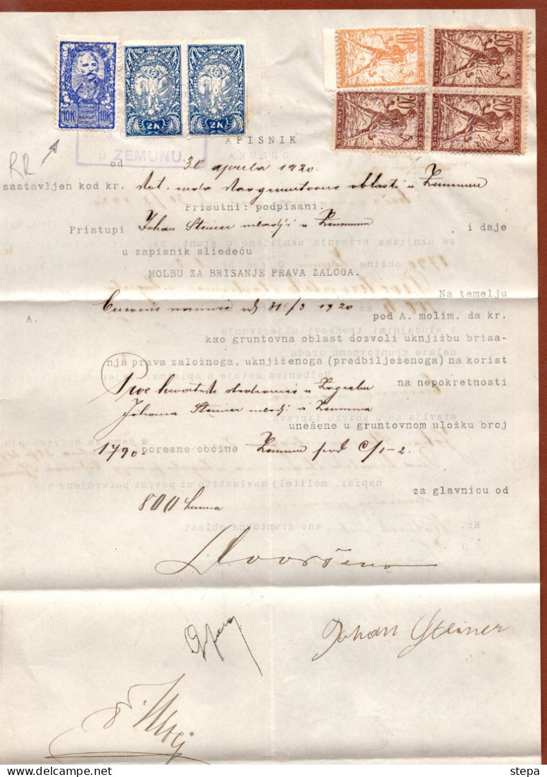 SLOVENIA-YUGOSLAVIA SHS, COURT DOCUMENT FRANKED "CHAIN BREAKERS" USED AS REVENUE STAMPS 1920 RARE! - Slowenien