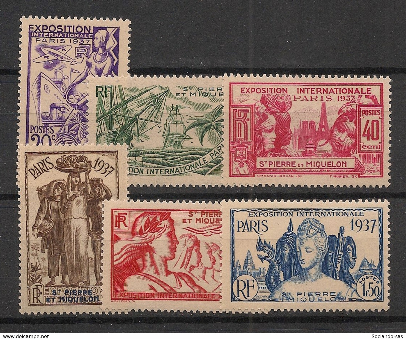 SPM - 1937 - N°YT. 160 à 165 - Exposition Internationale - Série Complète - Neuf * / MH VF - Ongebruikt