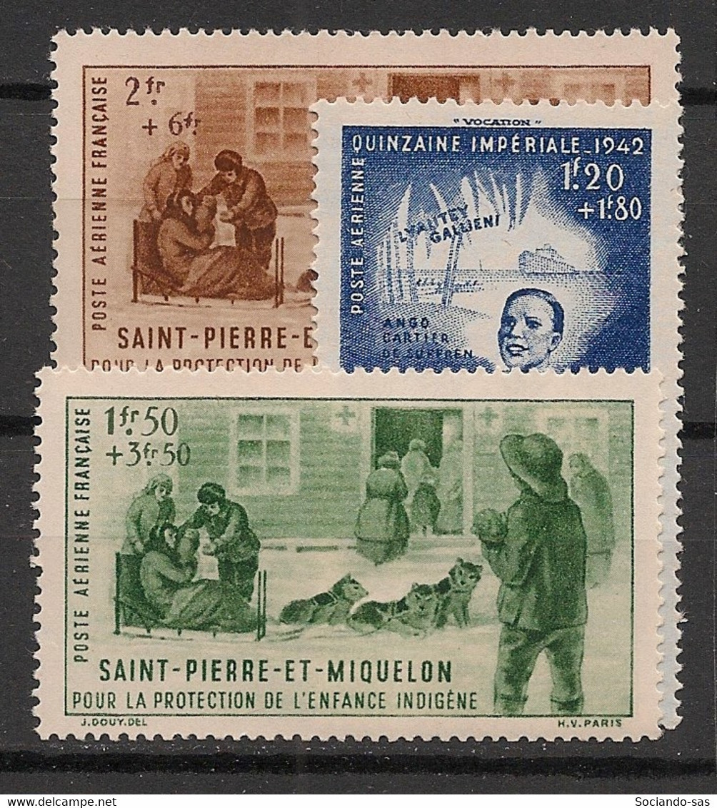 SPM - 1942 - Poste Aérienne PA N°YT. 1 à 3 - Série Complète PEIQI - Neuf Luxe ** / MNH / Postfrisch - Nuevos