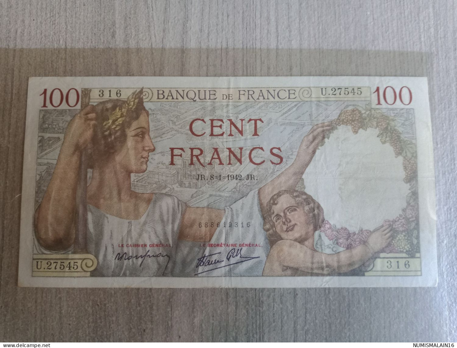 France - Billet De 100 Francs Sully - 8-2-1942 - - 100 F 1939-1942 ''Sully''