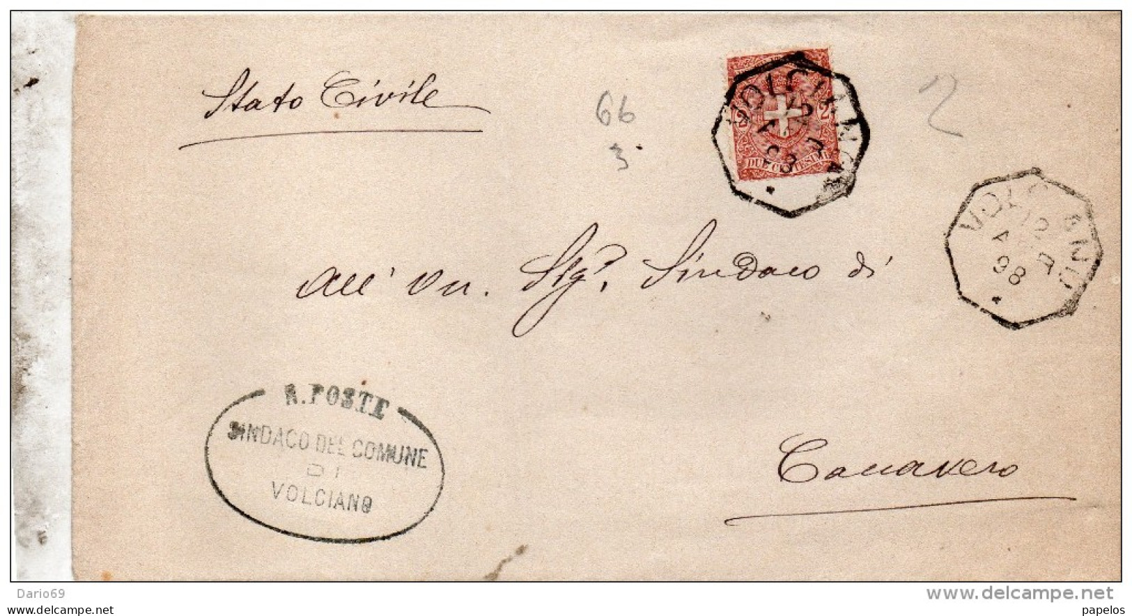 1898  LETTERA CON ANNULLO  OTTAGONALE VOLCIANO BRESCIA - Storia Postale