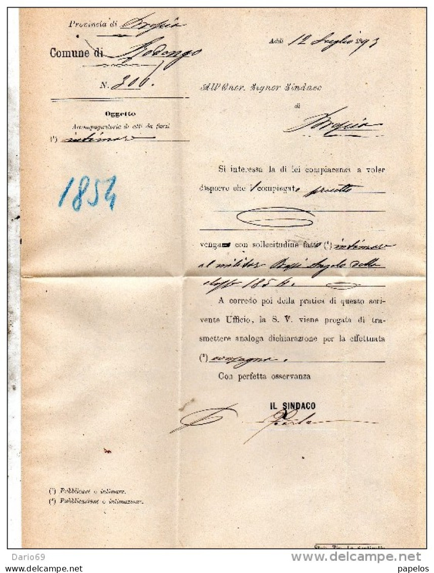 1893   LETTERA CON ANNULLO  OTTAGONALE SAIANO BRESCIA - Storia Postale