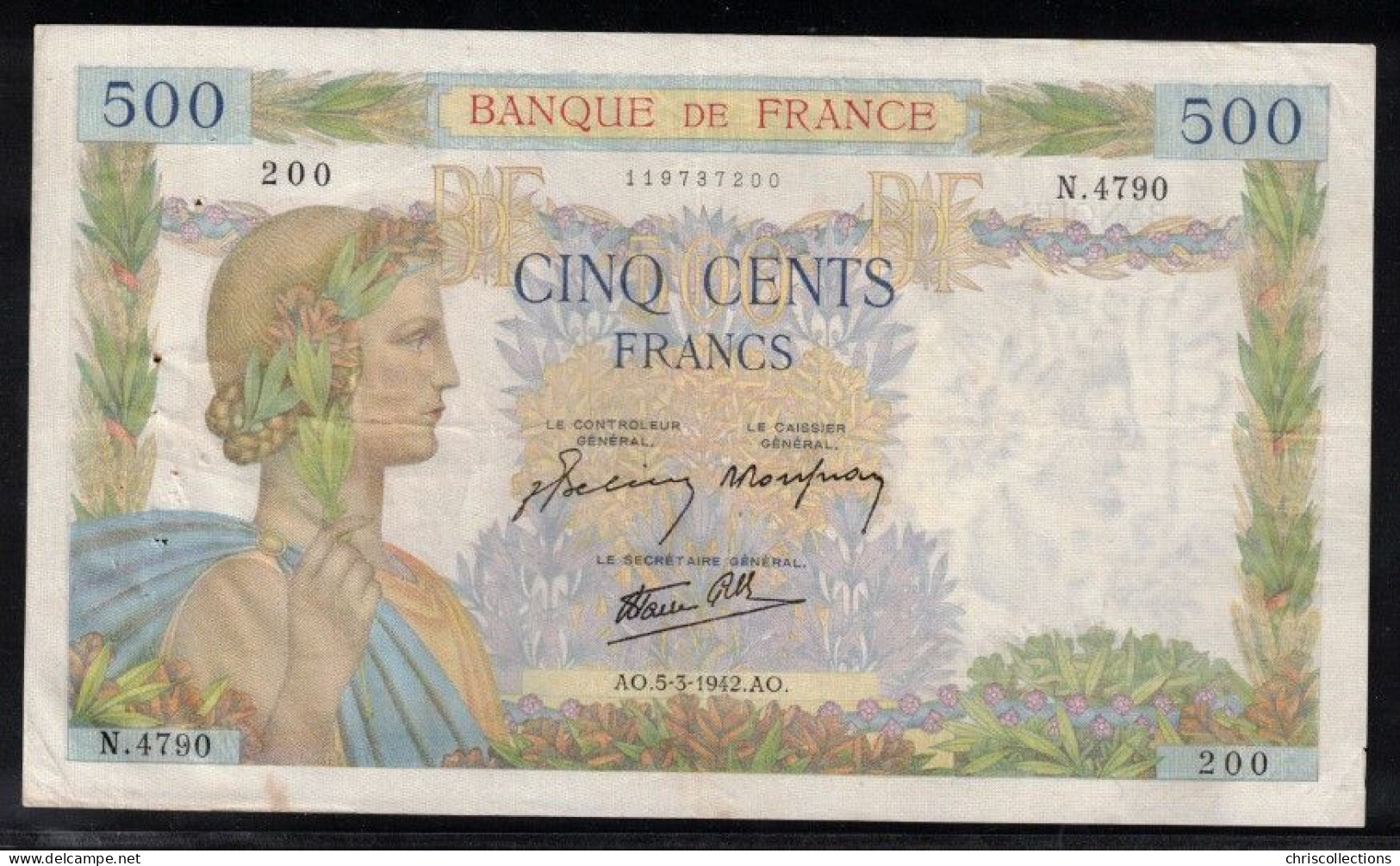 FRANCE - Billet Français - 500F La Paix - F : 32/30 -  5.3.1942 - TTB - 500 F 1940-1944 ''La Paix''