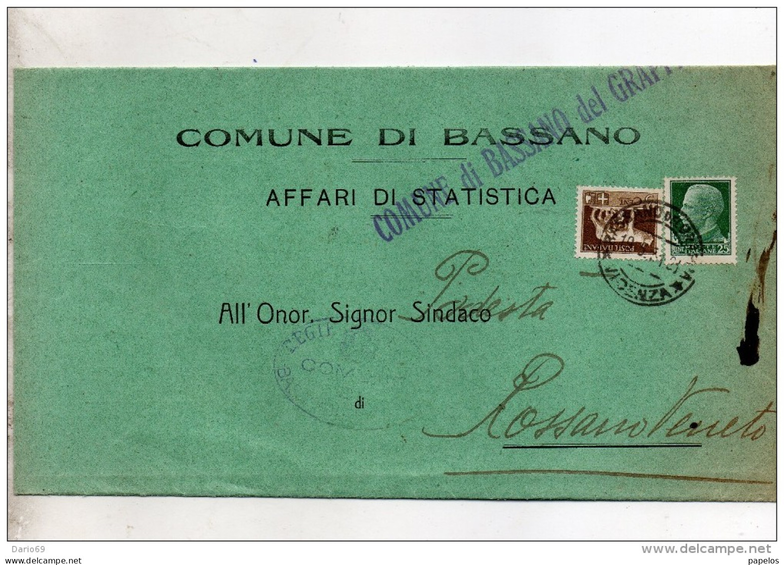 1945  LETTERA CON ANNULLO BASSANO DEL GRAPPA VICENZA - Marcophilia