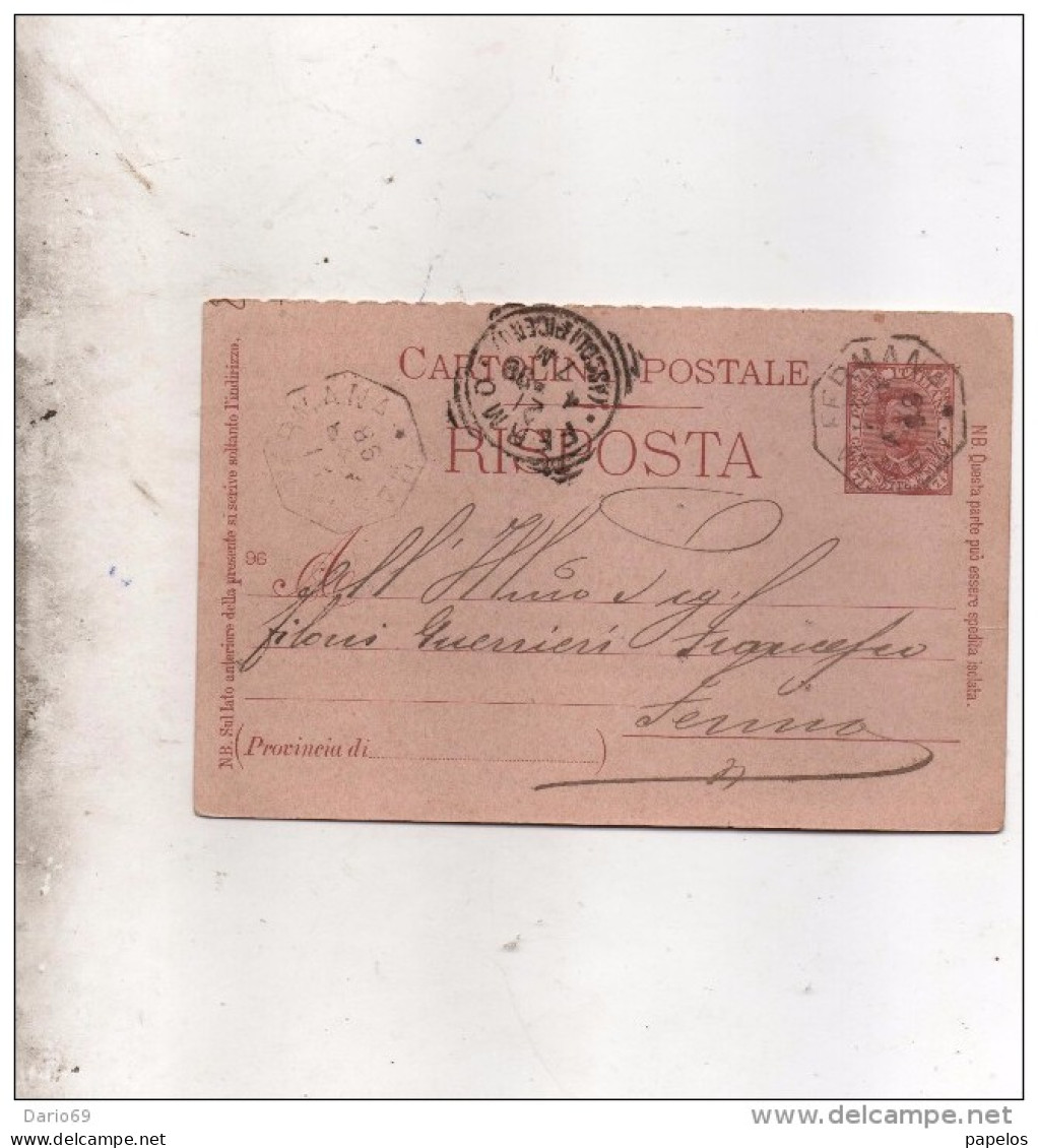 1898  CARTOLINA CON ANNULLO MASSA FERMANA ASCOLI PICENO - Interi Postali