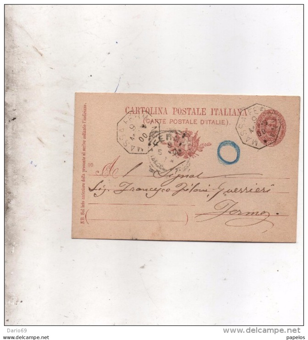 1900  CARTOLINA CON ANNULLO MASSA FERMANA ASCOLI PICENO - Stamped Stationery