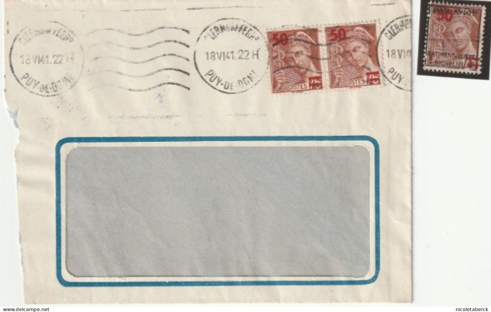Mercure Paire  Du N° 477 Sur Enveloppe Fenêtre + PA Militaire 1 (2éme Tirage) - 1938-42 Mercurio