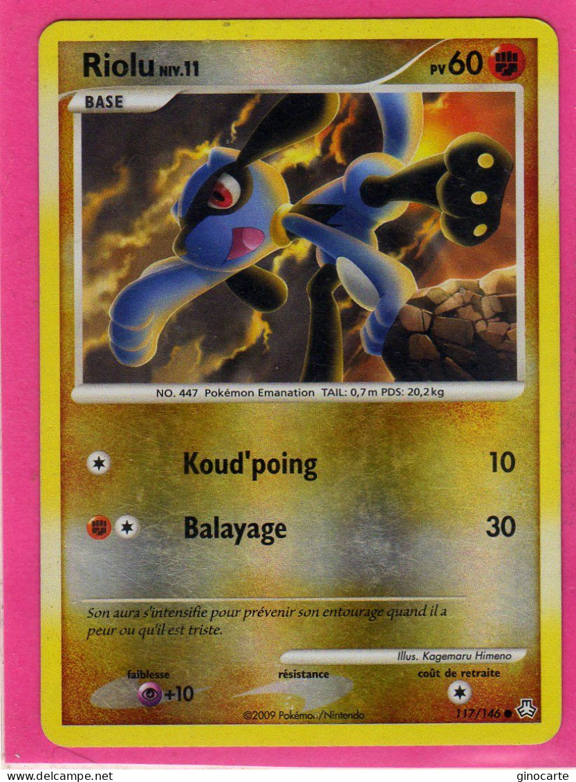 Carte Pokemon 2009 Diamant Et Perle Eveil De Legende 117/146 Riolu 60pv Brillante Bon Etat - Diamant Und Perl