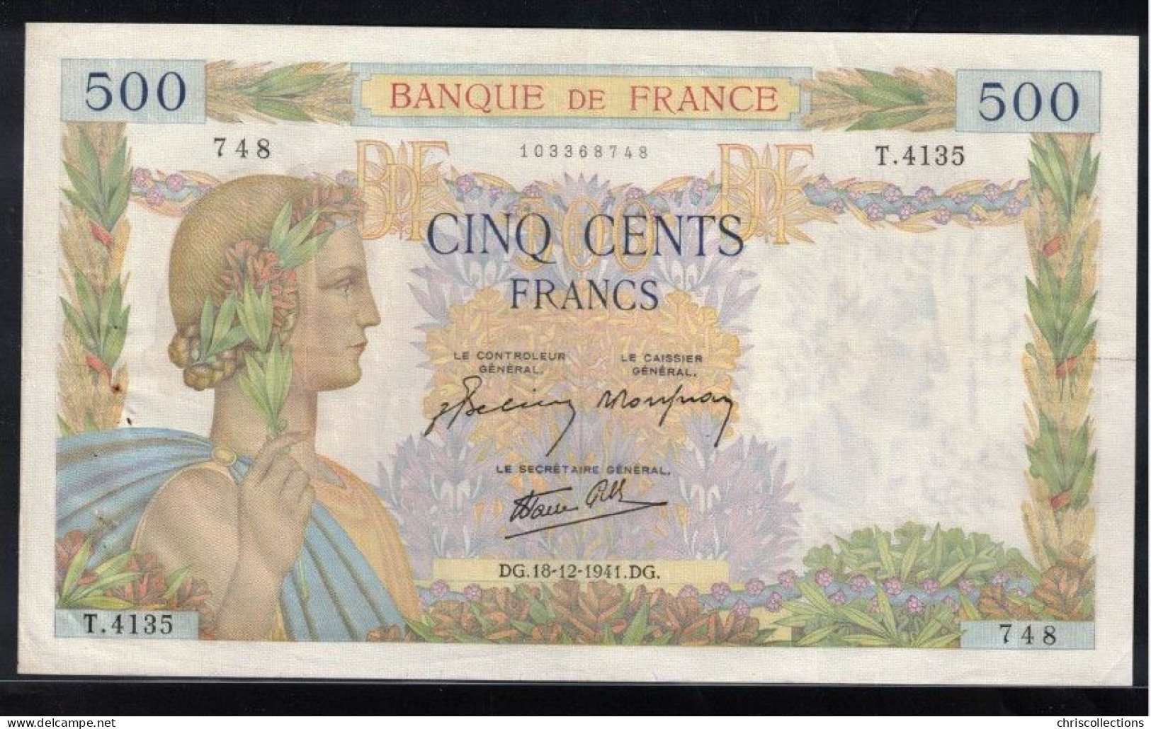 FRANCE - Billet Français - 500F La Paix - F : 32/25 -  18.12.1941 - TTB - 500 F 1940-1944 ''La Paix''