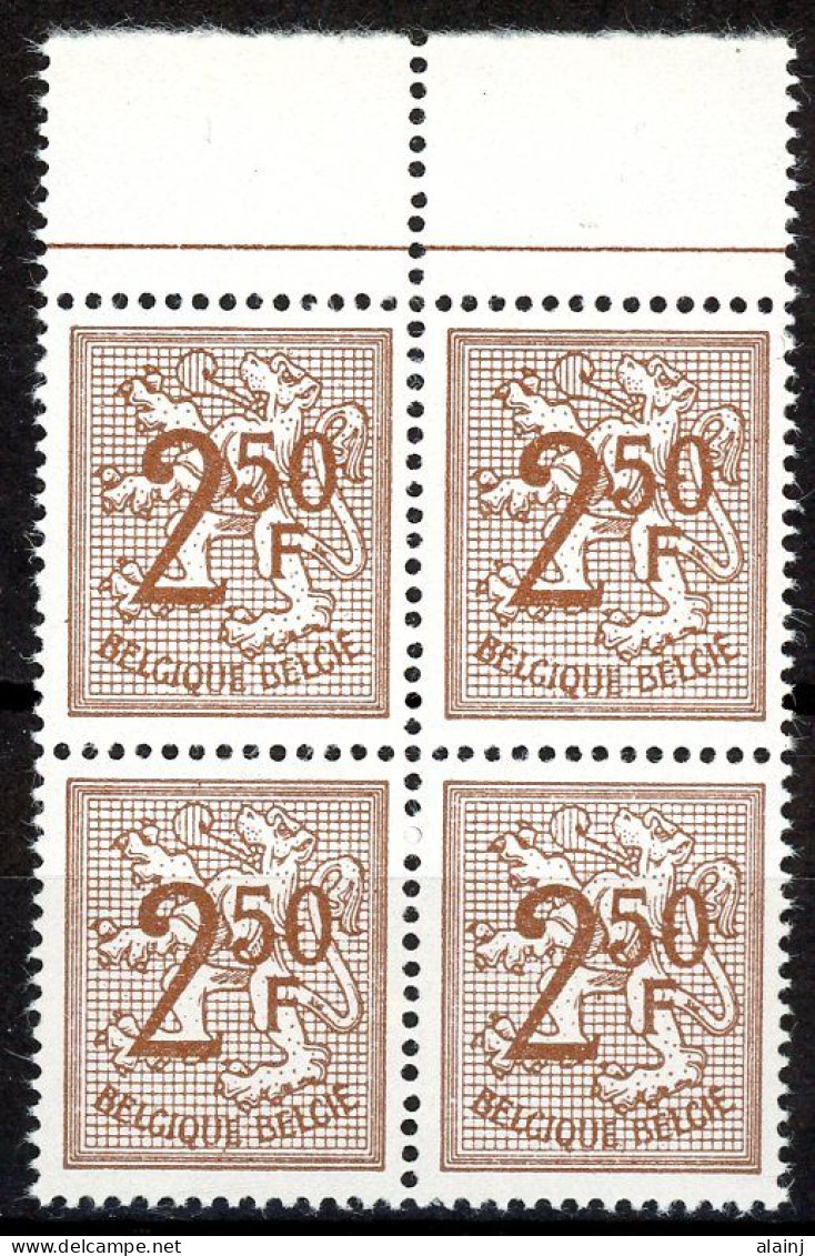 BE    1544    XX      ---      MNH  --  Chiffre Sur Lion Héraldique : Bloc De 4 Bord De Feuille - Ongebruikt