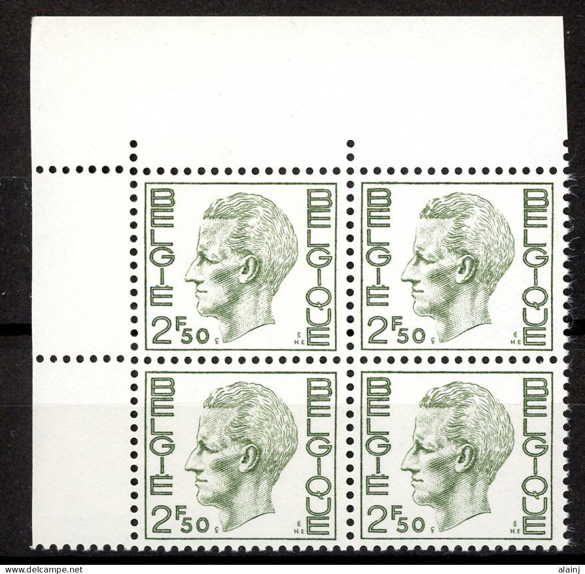BE    1716    XX      ---      MNH  --  Papier Blanc  --  Bloc De 4 Coin De Feuille - 1970-1980 Elström