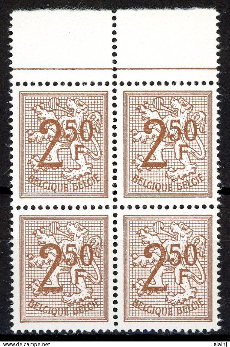 BE    1544    XX      ---      MNH  --  Chiffre Sur Lion Héraldique : Bloc De 4 Bord De Feuille - Neufs