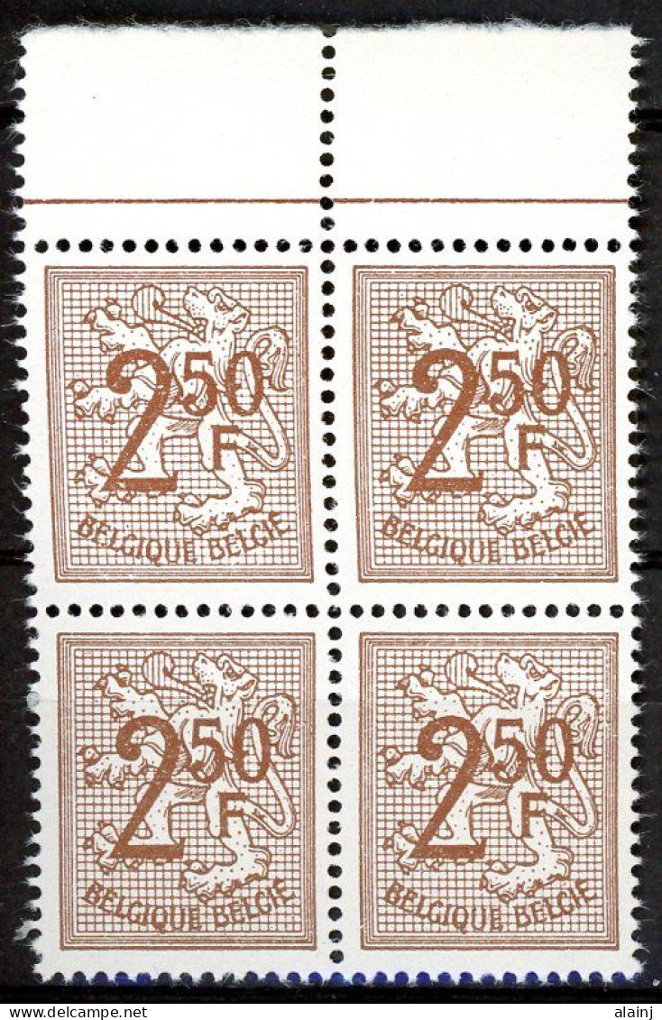 BE    1544    XX      ---      MNH  --  Chiffre Sur Lion Héraldique : Bloc De 4 Bord De Feuille - Unused Stamps