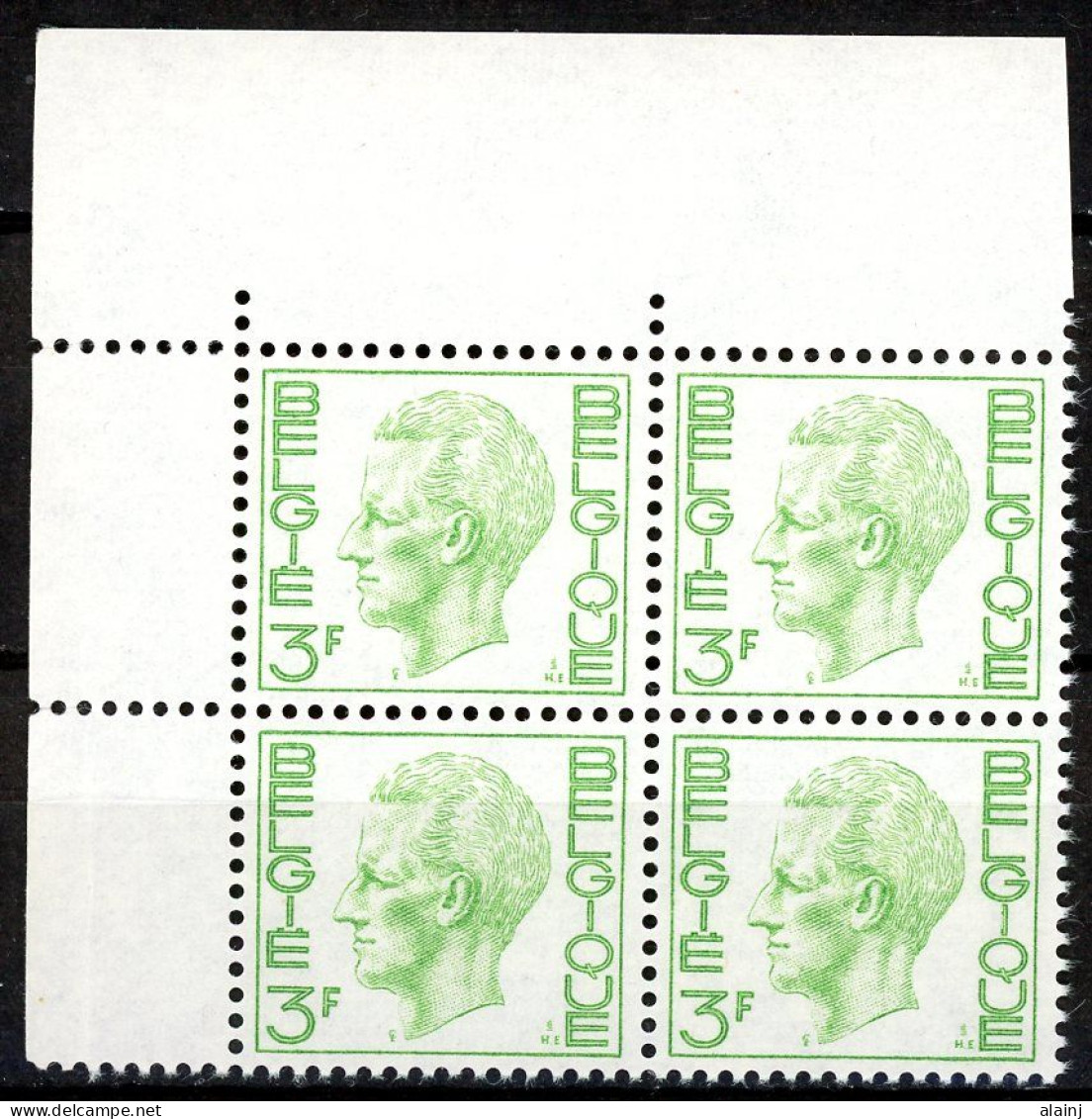 BE    1594 P1    XX      ---      MNH  --  Papier Blanc  --  Bloc De 4 Coin De Feuille - 1970-1980 Elström