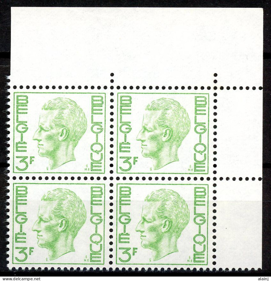 BE    1594 P1    XX      ---      MNH  --  Papier Blanc  --  Bloc De 4 Coin De Feuille - 1970-1980 Elström