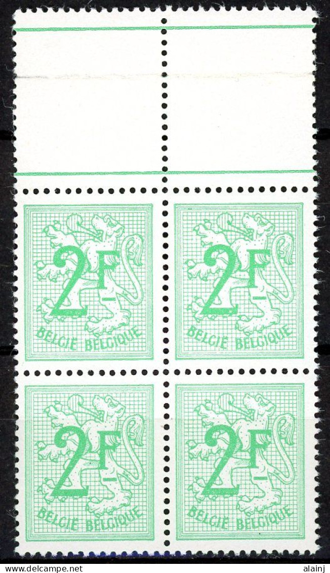 BE    1443    XX      ---      MNH  --  Chiffre Sur Lion Héraldique : Bloc De 4 Bord De Feuille - Unused Stamps