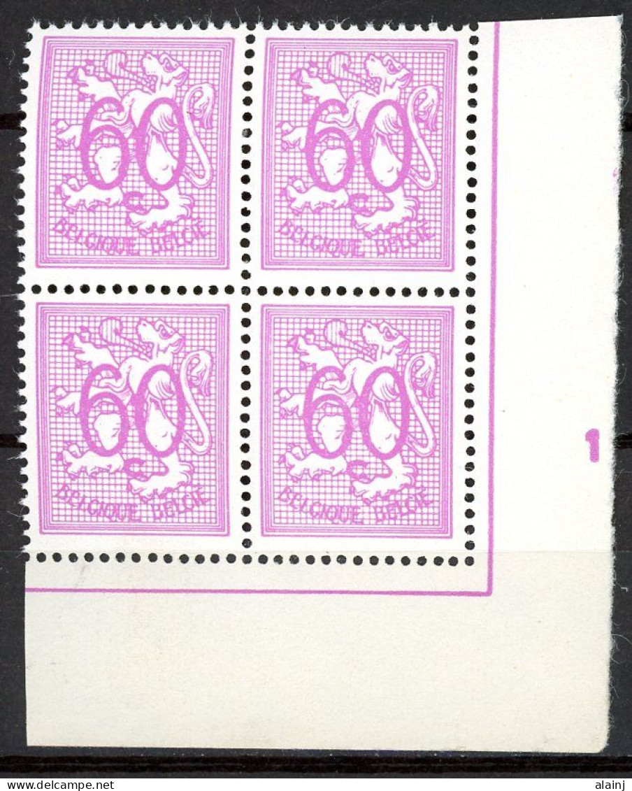 BE    855    XX      ---      MNH  --  Chiffre Sur Lion Héraldique : Bloc De 4 Coin De Feuille - 1977-1985 Cijfer Op De Leeuw