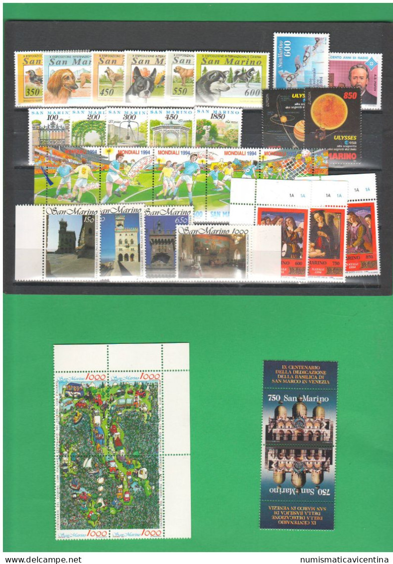 San Marino 1994 Annata Completa 32 Francobolli + 2 Foglietti BF Valori NUOVI ** Stamps Saint Marin - Neufs