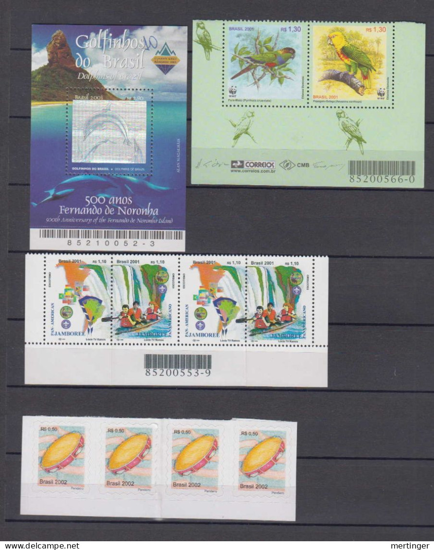 Brazil Brasil 2001-03 ** MNH 11 Stamps Birds Dolphin Etc - Collections, Lots & Series