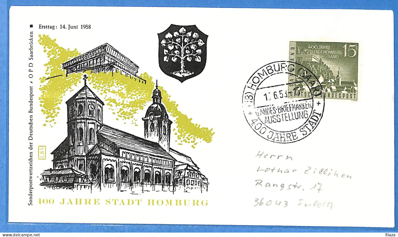 Saar - 1958 - Lettre FDC De Homburg - G31026 - FDC