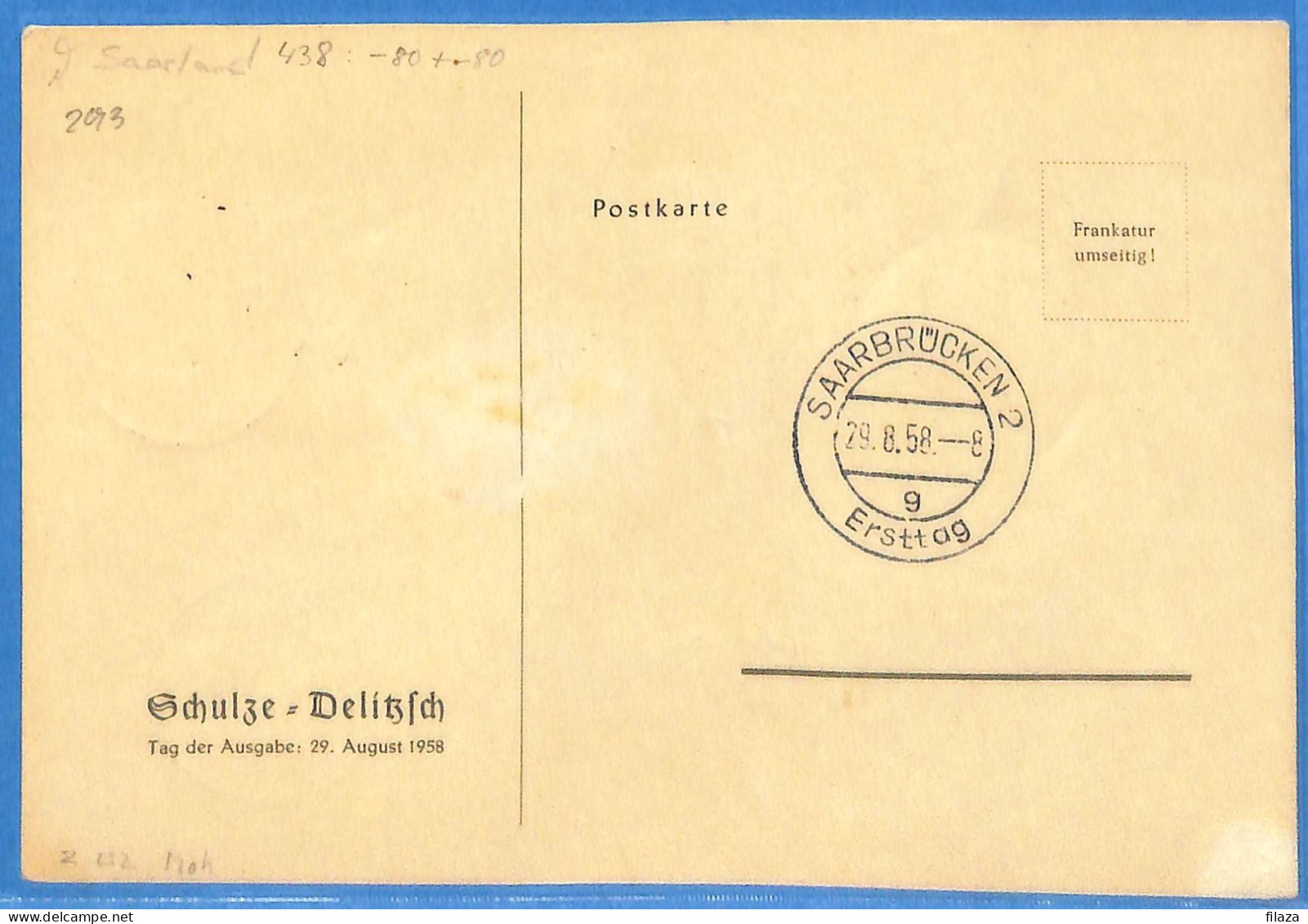 Saar - 1958 - Carte Postale FDC De Saarbrücken - G30984 - FDC