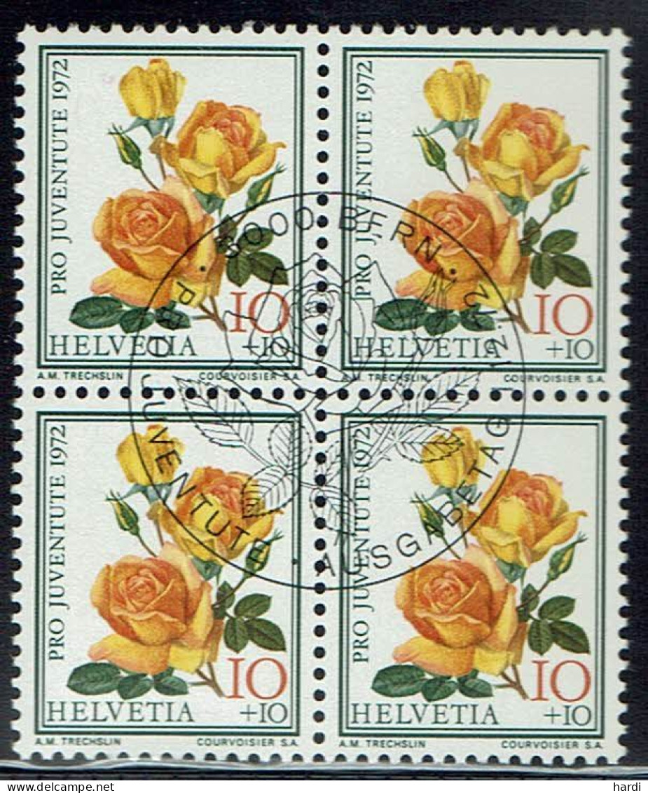 Schweiz 1972, MiNr.: 984, 4erBlock Mit FDC Gestempelt - Usati