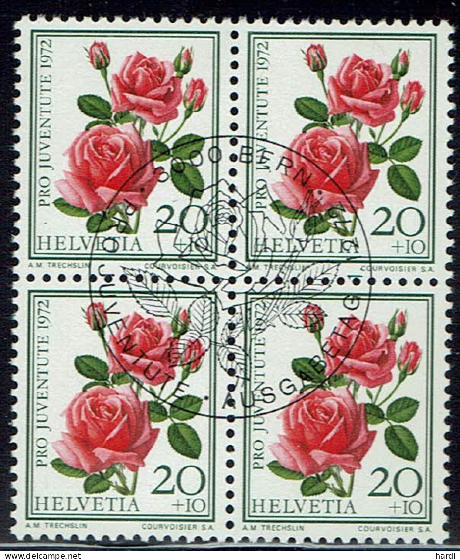 Schweiz 1972, MiNr.: 985, 4erBlock Mit FDC Gestempelt - Used Stamps