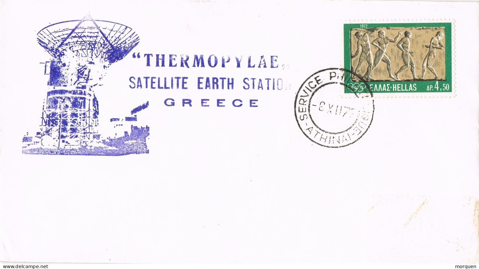 54463. Carta ATENAS (Grecia) 1972. SPACE Thermophylae, Satelite Earth Station, APOLLO 17 - Cartas & Documentos